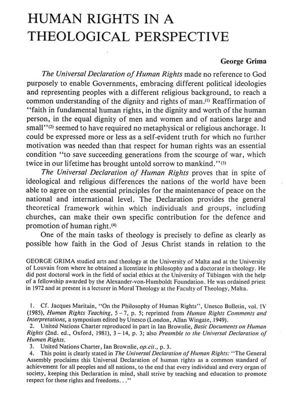 HUMAN RIGHTS IN A THEOLOGICAL PERSPECTIVE