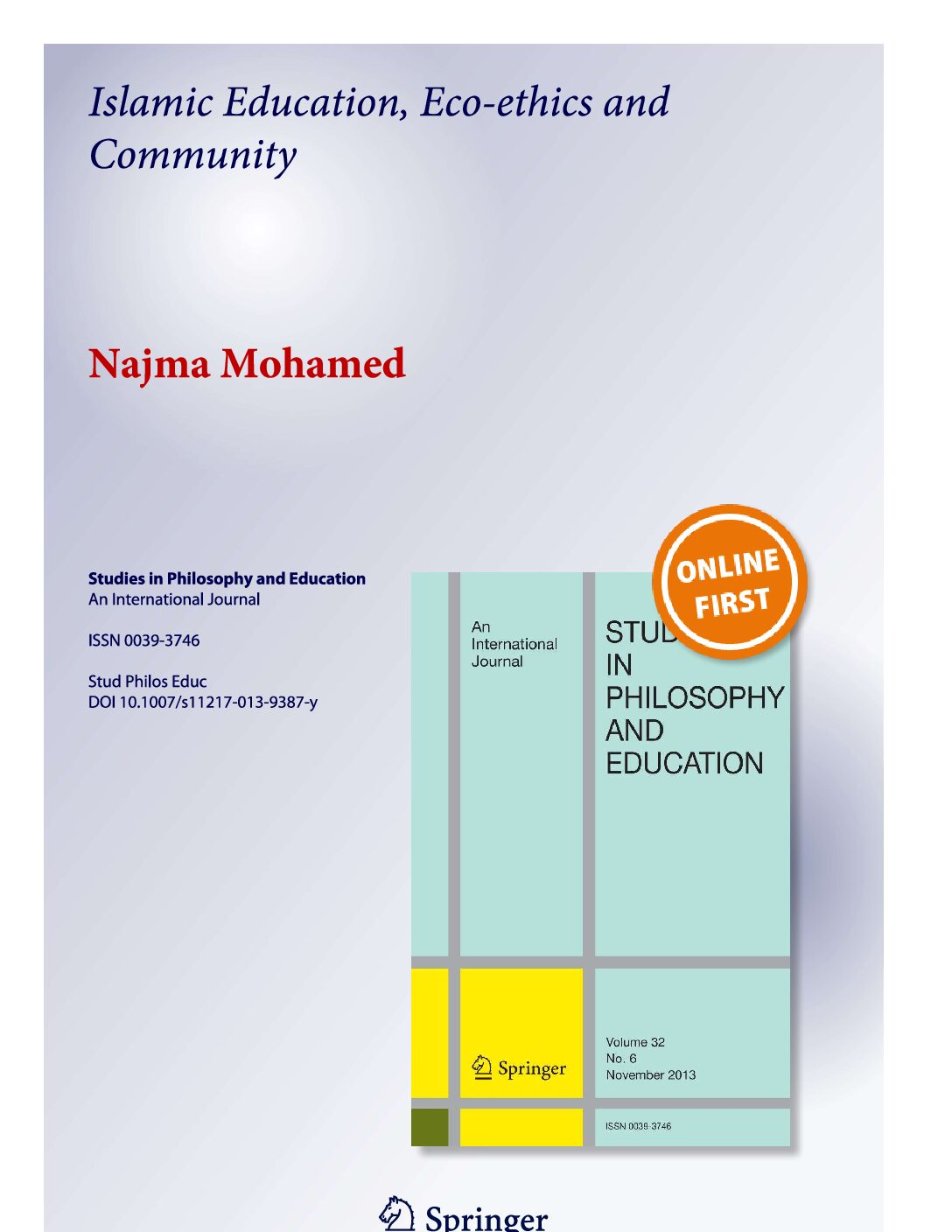 Islamic Education, Eco-ethics and Community